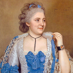 Jigsaw puzzle: Portrait of a woman in a dress with a bow