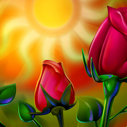 Jigsaw puzzle: Roses and sun