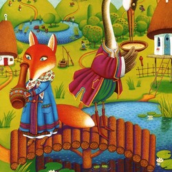 Jigsaw puzzle: Fox and crane