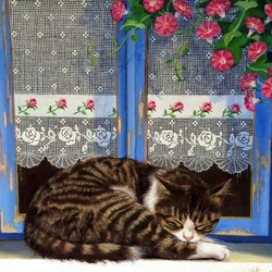 Jigsaw puzzle: The cat is sitting on the window