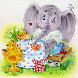 Jigsaw puzzle: Elephant baby tea