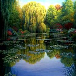 Jigsaw puzzle: Willow by the pond