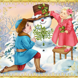 Jigsaw puzzle: Holly and mistletoe for a snowman