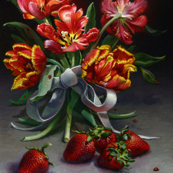 Jigsaw puzzle: Tulips and strawberries