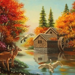 Jigsaw puzzle: Forest mill