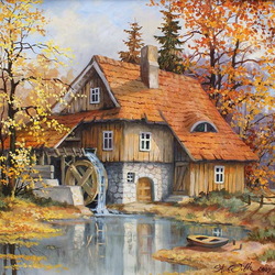 Jigsaw puzzle: Landscape with a mill