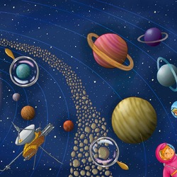 Jigsaw puzzle: Sun and planets