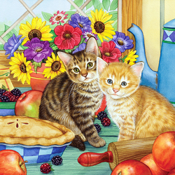Jigsaw puzzle: Kittens in the kitchen