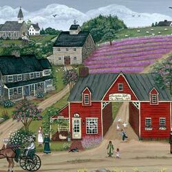 Jigsaw puzzle: A farm in the lavender hills