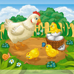 Jigsaw puzzle: Hen and chickens