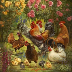 Jigsaw puzzle: Rooster and chickens