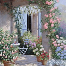 Jigsaw puzzle: Porch in flowers