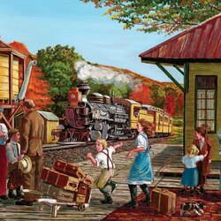 Jigsaw puzzle: Waiting for the train