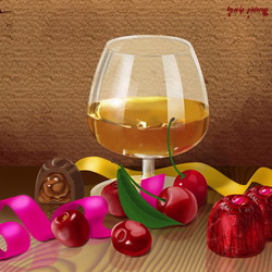 Jigsaw puzzle: Sweets, cherries and cognac