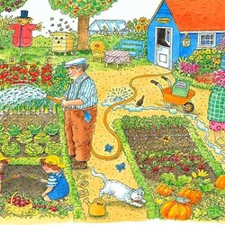 Jigsaw puzzle: Watering the garden