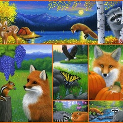 Jigsaw puzzle: Curious fox and raccoon