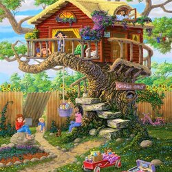 Jigsaw puzzle: A house on a tree