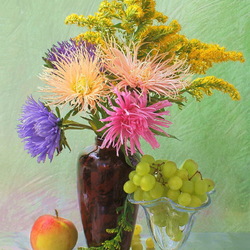 Jigsaw puzzle: Still life with grapes and asters