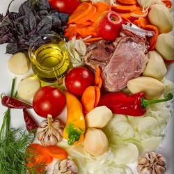 Jigsaw puzzle: Vegetables and meat