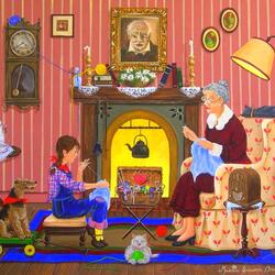 Jigsaw puzzle: Knitting with grandma
