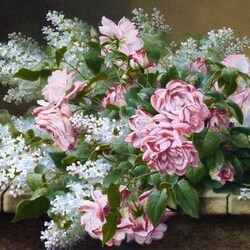 Jigsaw puzzle: Roses and lilacs