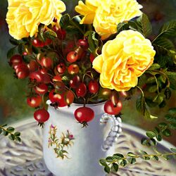 Jigsaw puzzle: Roses and rose hips