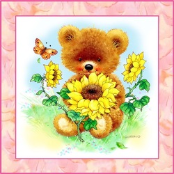 Jigsaw puzzle: Teddy bear with sunflower