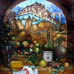 Jigsaw puzzle: Wine and cheese. Provencal stories