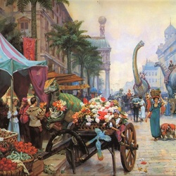 Jigsaw puzzle: On the streets of Dinotopia