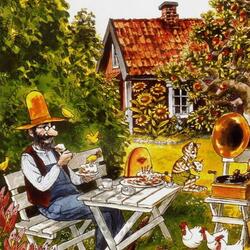 Jigsaw puzzle: Petson and Findus in the garden
