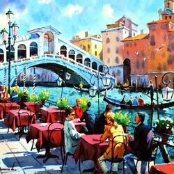 Jigsaw puzzle: Cafe on the waterfront