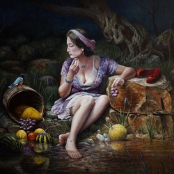 Jigsaw puzzle: Girl and fruit