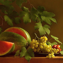 Jigsaw puzzle: Watermelon and grapes