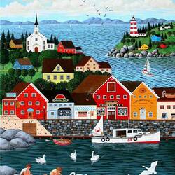 Jigsaw puzzle: My town. Swans