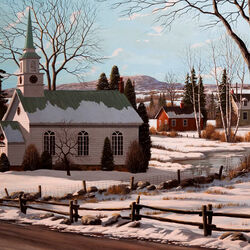 Jigsaw puzzle: Church by the road