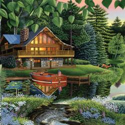 Jigsaw puzzle: Quiet evening on the pond