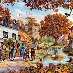 Jigsaw puzzle: Autumn in the town