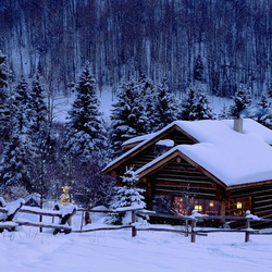 Jigsaw puzzle: House in the winter forest