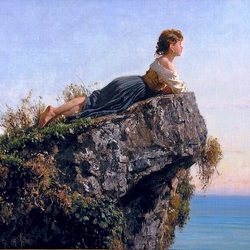Jigsaw puzzle: Girl on a rock in Sorrento