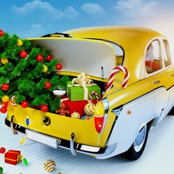 Jigsaw puzzle: Taxi with gifts