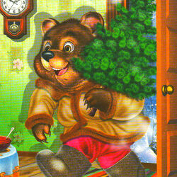 Jigsaw puzzle: Teddy bear with a Christmas tree