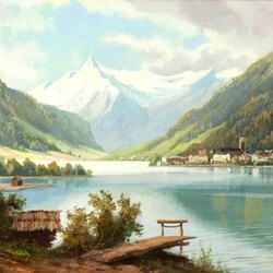 Jigsaw puzzle: Lake among the mountains
