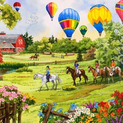 Jigsaw puzzle: Hot air balloons over the meadow