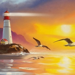 Jigsaw puzzle: Sunset at the lighthouse