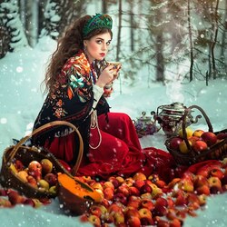 Jigsaw puzzle: Beauty and apples