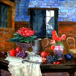 Jigsaw puzzle: Still life with flowers and a jug