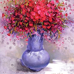 Jigsaw puzzle: Carnations in a blue vase