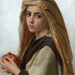 Jigsaw puzzle: Girl with a pomegranate