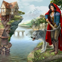 Jigsaw puzzle: Girl with wolf