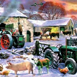 Jigsaw puzzle: Farm in winter